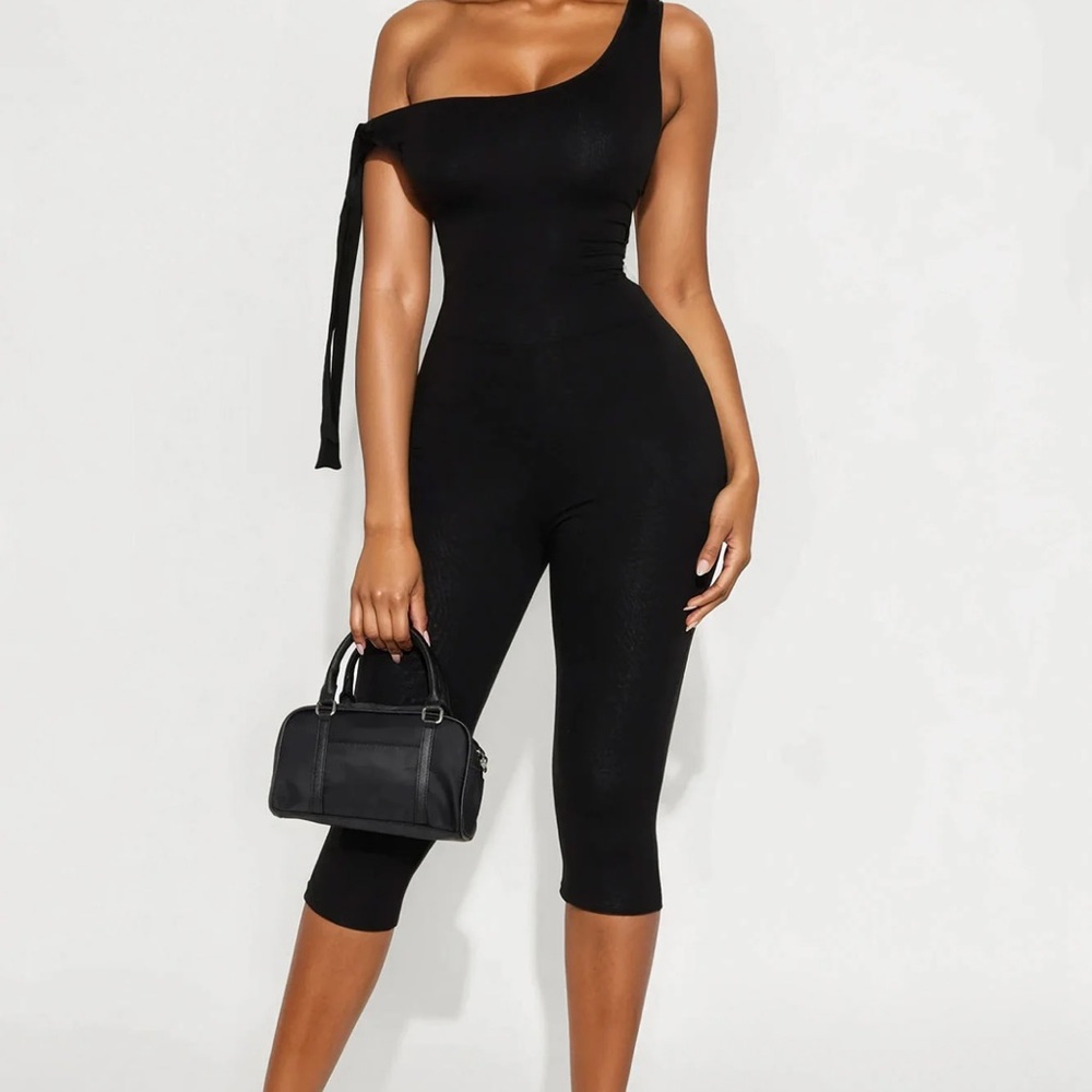 Fashion Nova Black Asymmetrical Jumpsuit